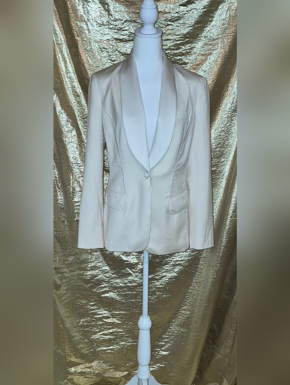 Cream Shawl Collar Tuxedo Style Women's Blazer